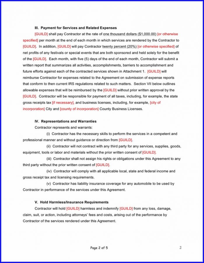 Word Independent Contractor Agreement Template Word Independent Contractor Agreement Template