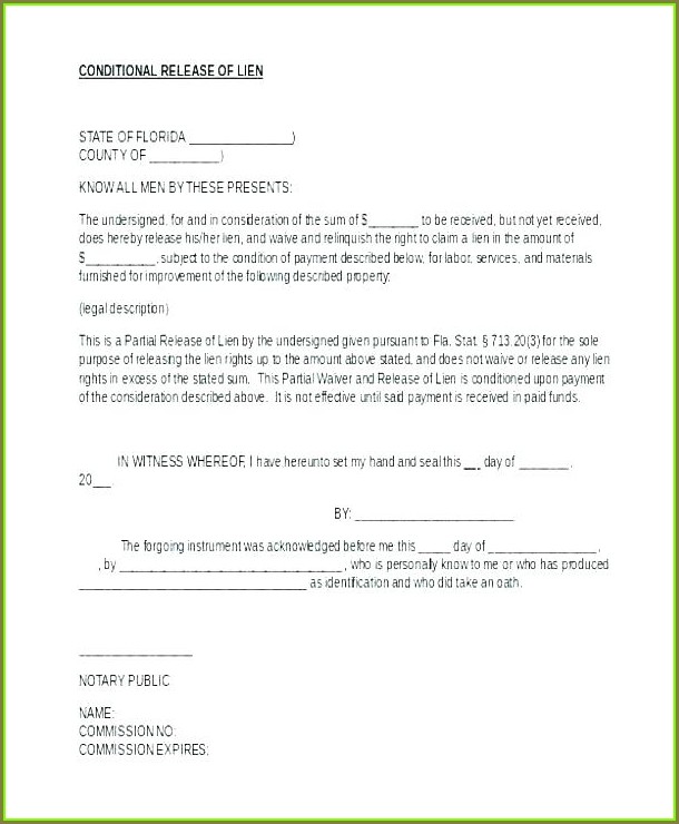 Word Unconditional Lien Waiver Template Word Unconditional Lien Waiver Template