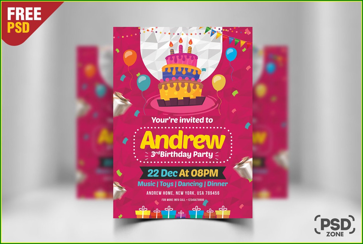 Birthday Invitation Card Download Free